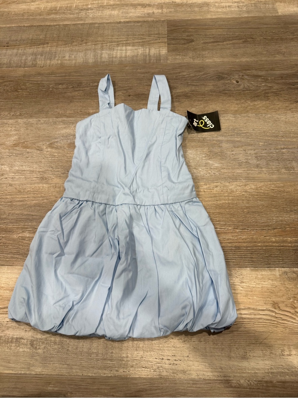 art class Light Blue Bubble Hem Girls Dress with Straps